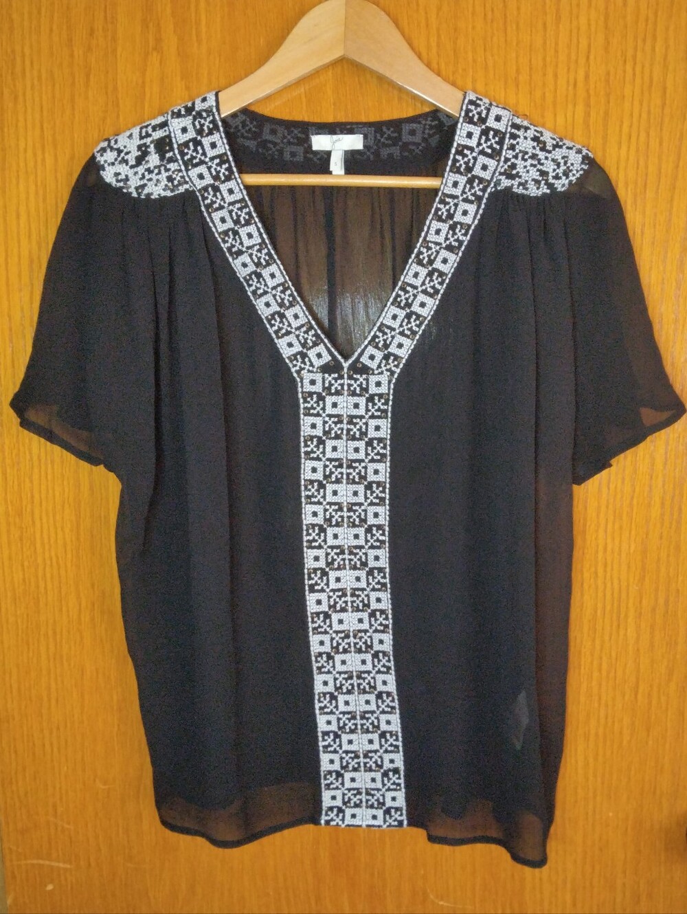 Joie 100% Silk Embroidered Blouse Size S